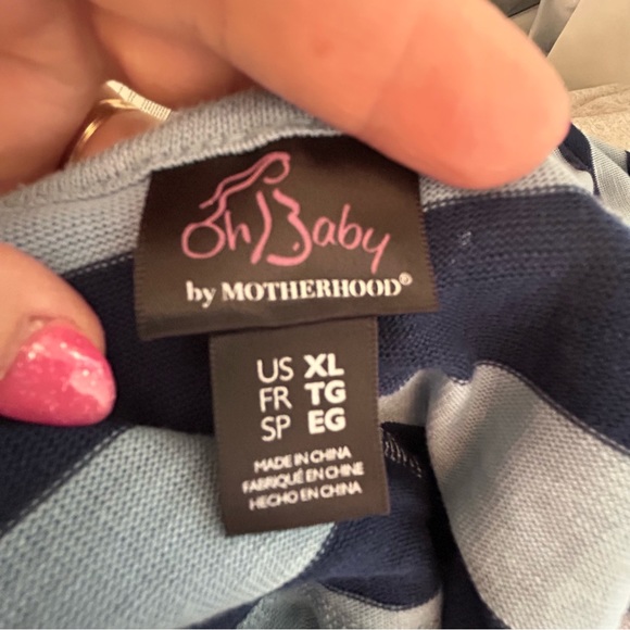 Motherhood Oh Baby blue gray striped long sleeve light sweater maternity Sz XL - Picture 5 of 9